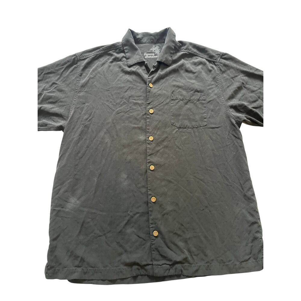 Tommy Bahama Cigars & Cars Silk Camp Shirt Mens M/L Black Diamond Jacquard Vtg